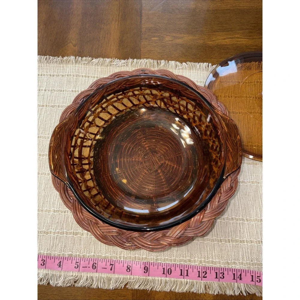Anchor Hocking 1.5 Quart‎ Casserole Dish Amber Color Vintage Dish Only W/ Basket